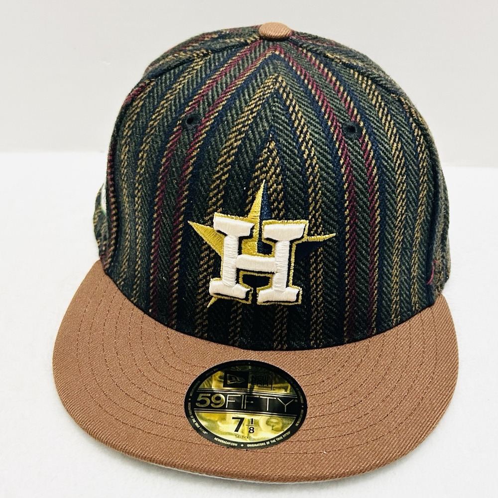 New Era Houston‎ Astros Herringbone 50 Years 59FIFTY Fitted Hat Cap 7 1/8 Brown - Picture 2 of 6